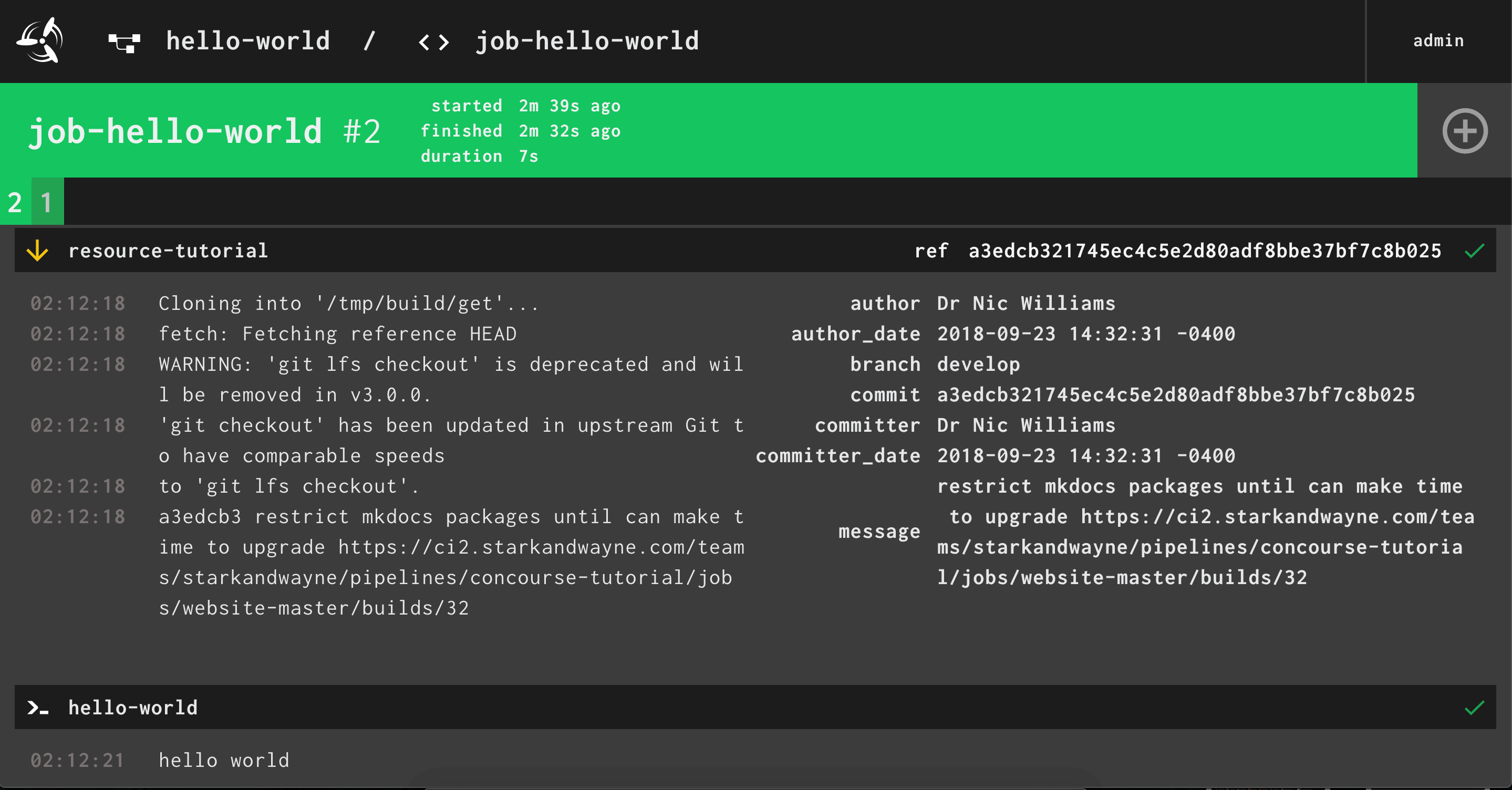 Watch Job Output in Terminal Concourse Tutorial